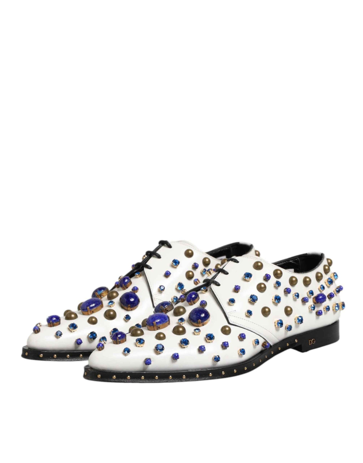 Dolce & Gabbana Witte Lederen Dress Shoes - Kristallen