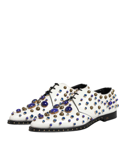 Dolce & Gabbana Witte Lederen Dress Shoes - Kristallen