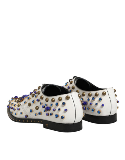 Dolce & Gabbana Witte Lederen Dress Shoes - Kristallen