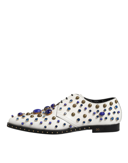 Dolce & Gabbana Witte Lederen Dress Shoes - Kristallen