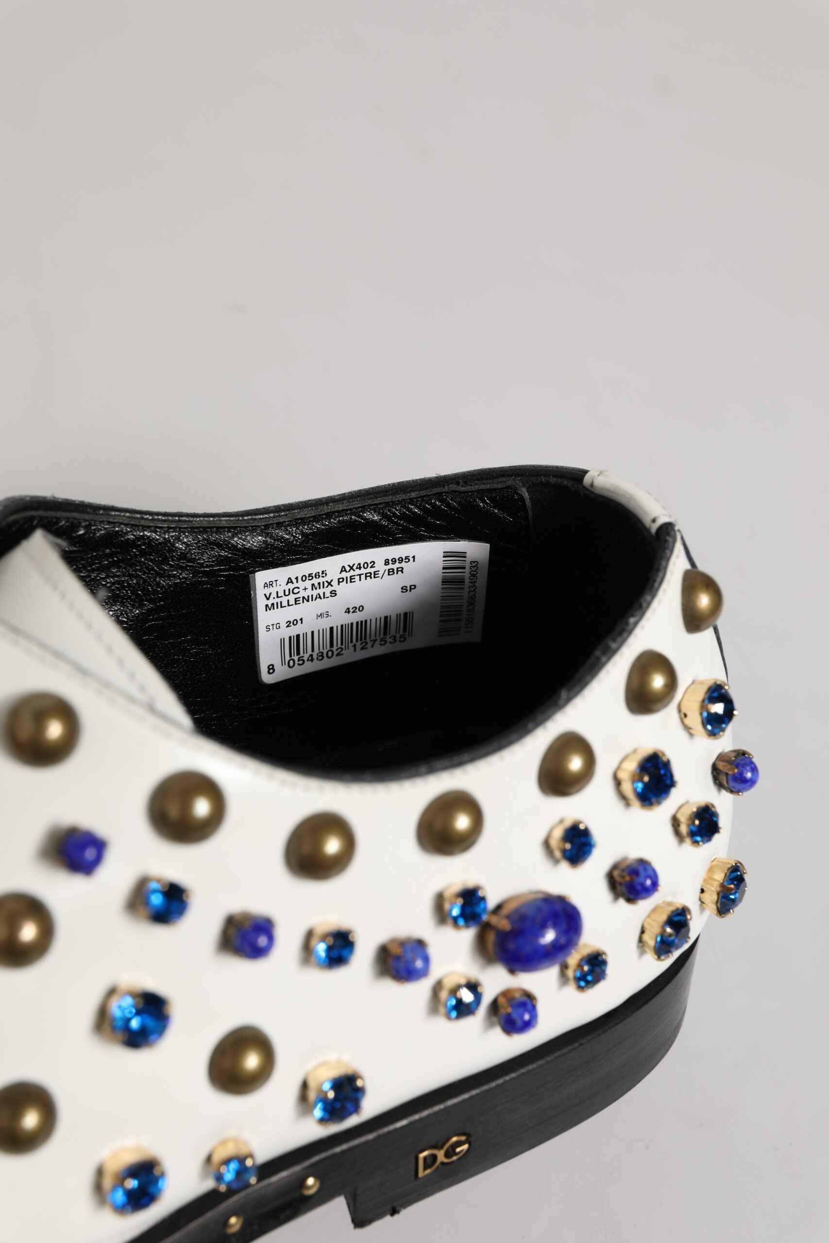 Dolce & Gabbana Witte Lederen Dress Shoes - Kristallen
