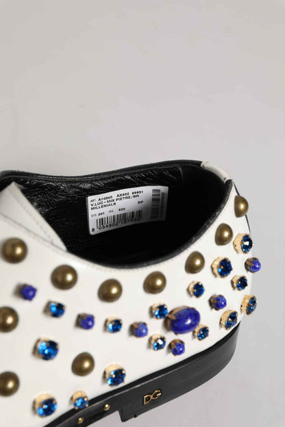 Dolce & Gabbana Witte Lederen Dress Shoes - Kristallen