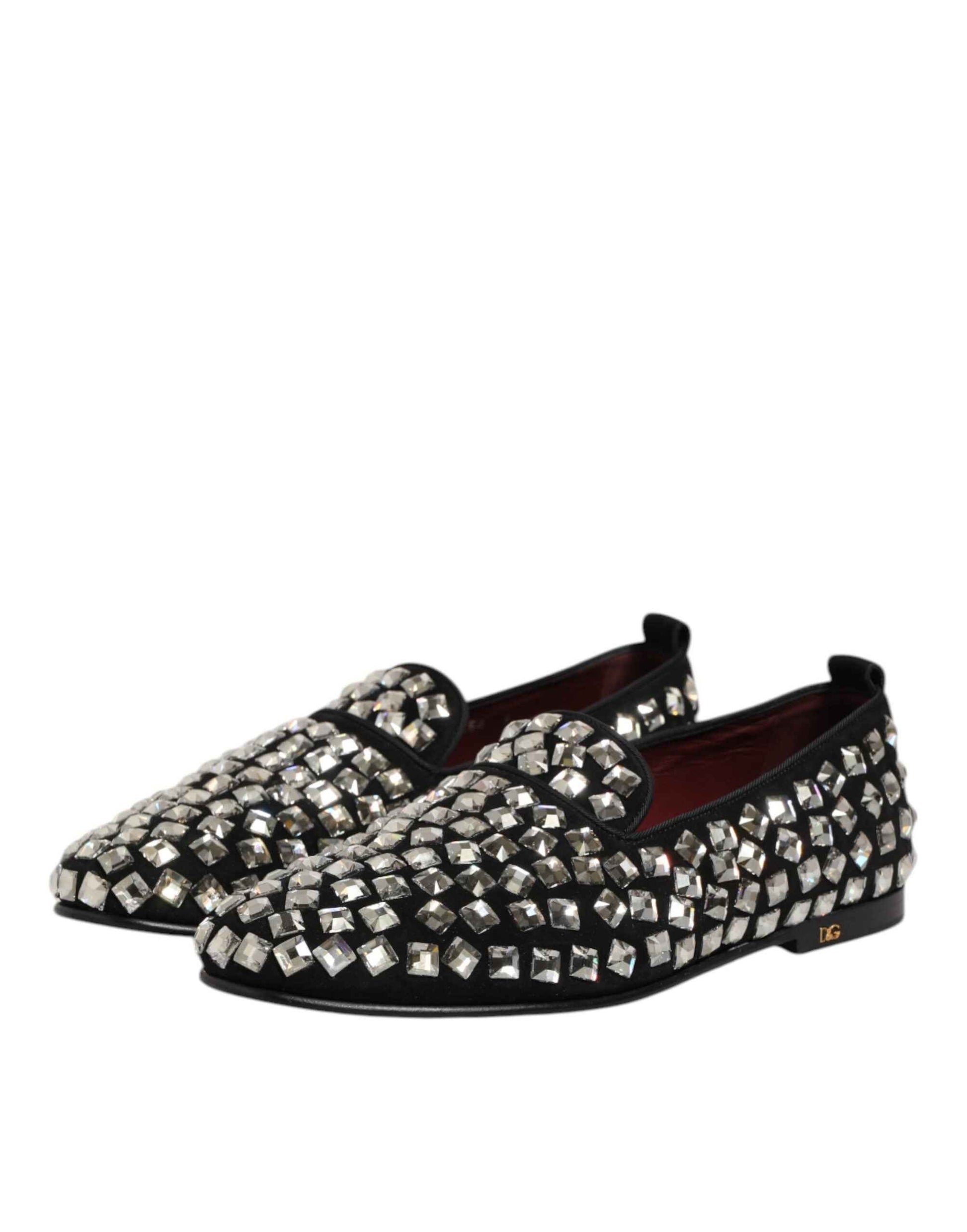 Loafers Dolce & Gabbana Suede Kristallen Heren – Zwart