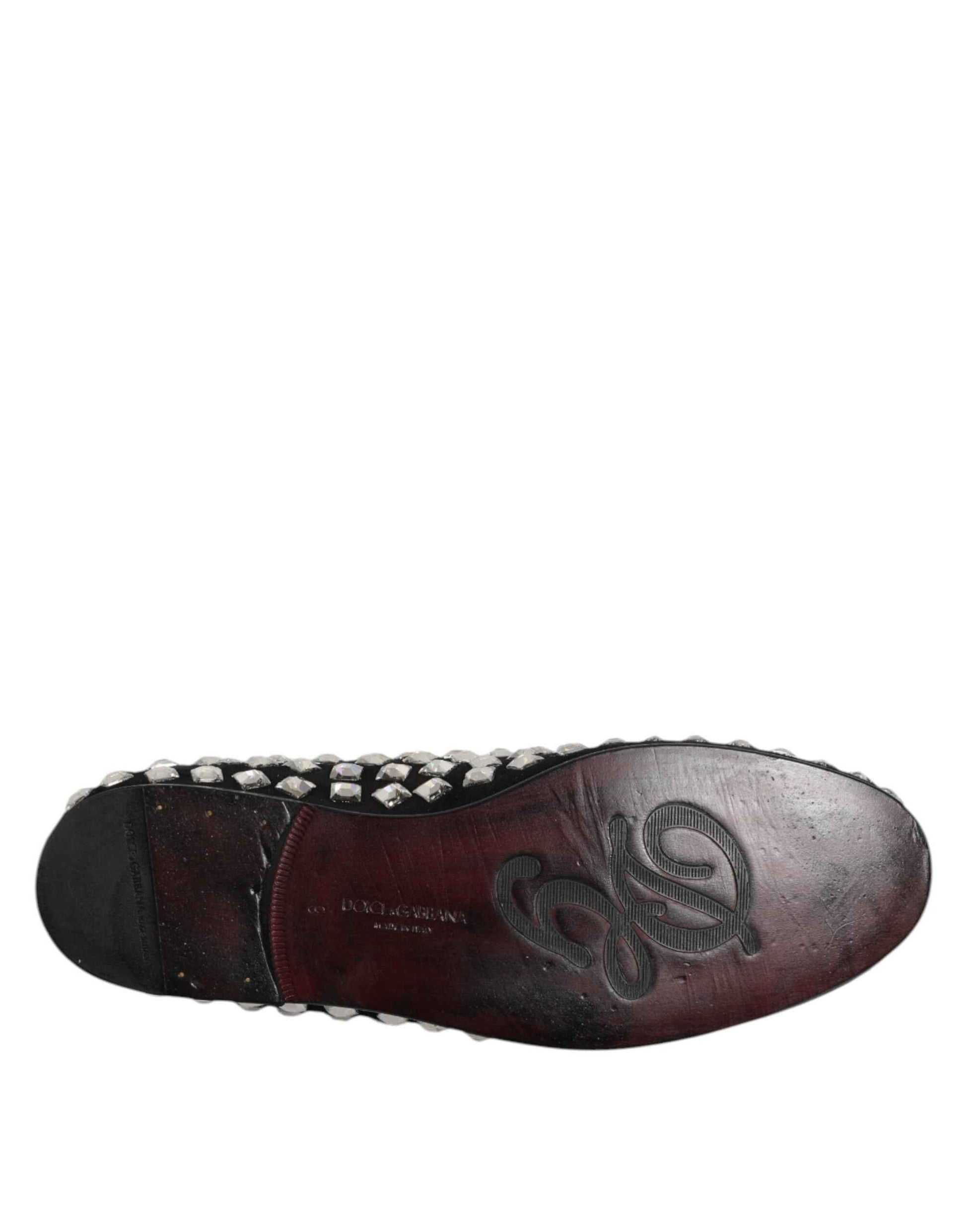 Loafers Dolce & Gabbana Suede Kristallen Heren – Zwart