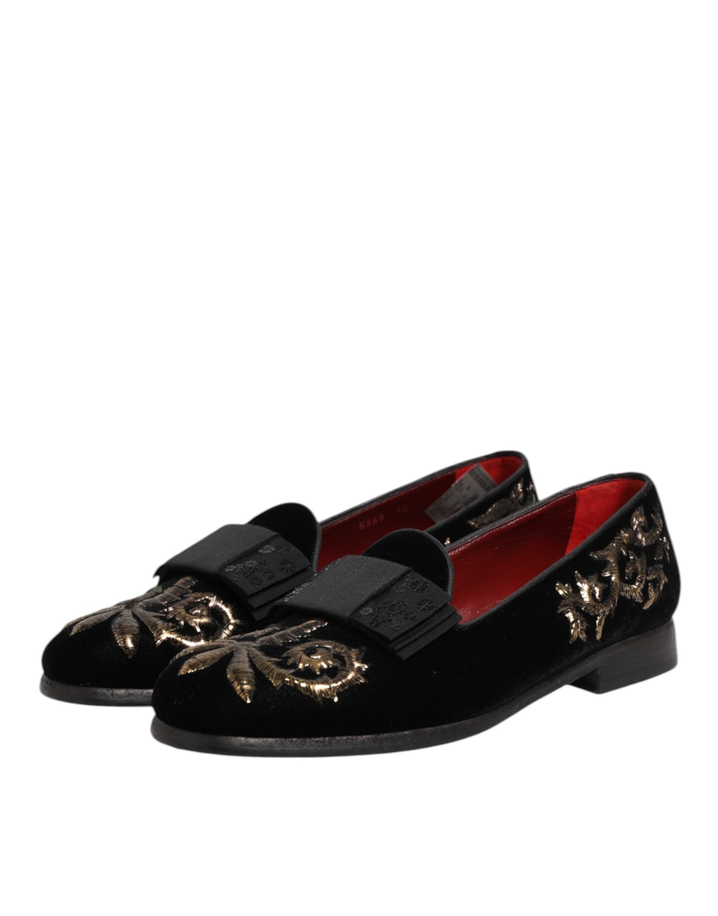 Dolce & Gabbana Fluwelen Geborduurde Elegante Loafers Zwart