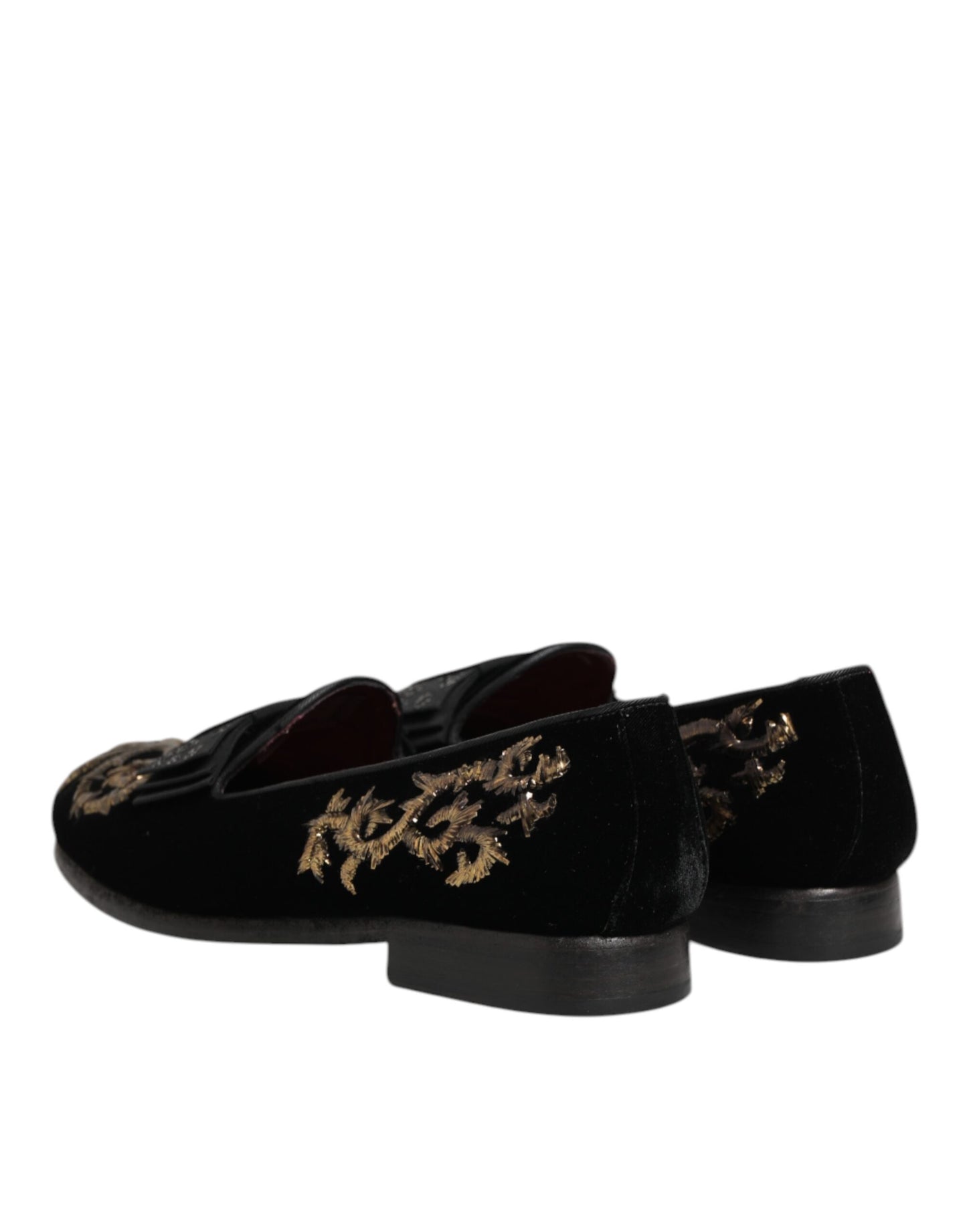 Dolce & Gabbana Fluwelen Geborduurde Elegante Loafers Zwart