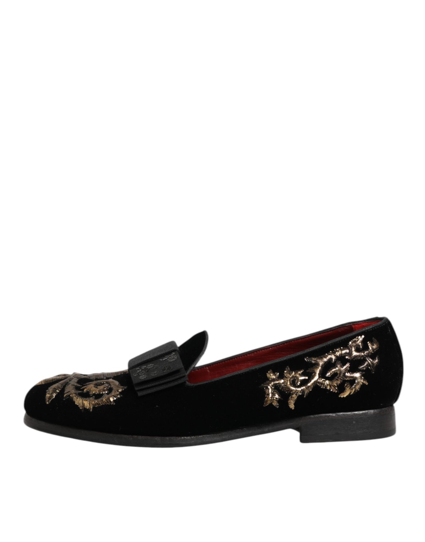 Dolce & Gabbana Fluwelen Geborduurde Elegante Loafers Zwart