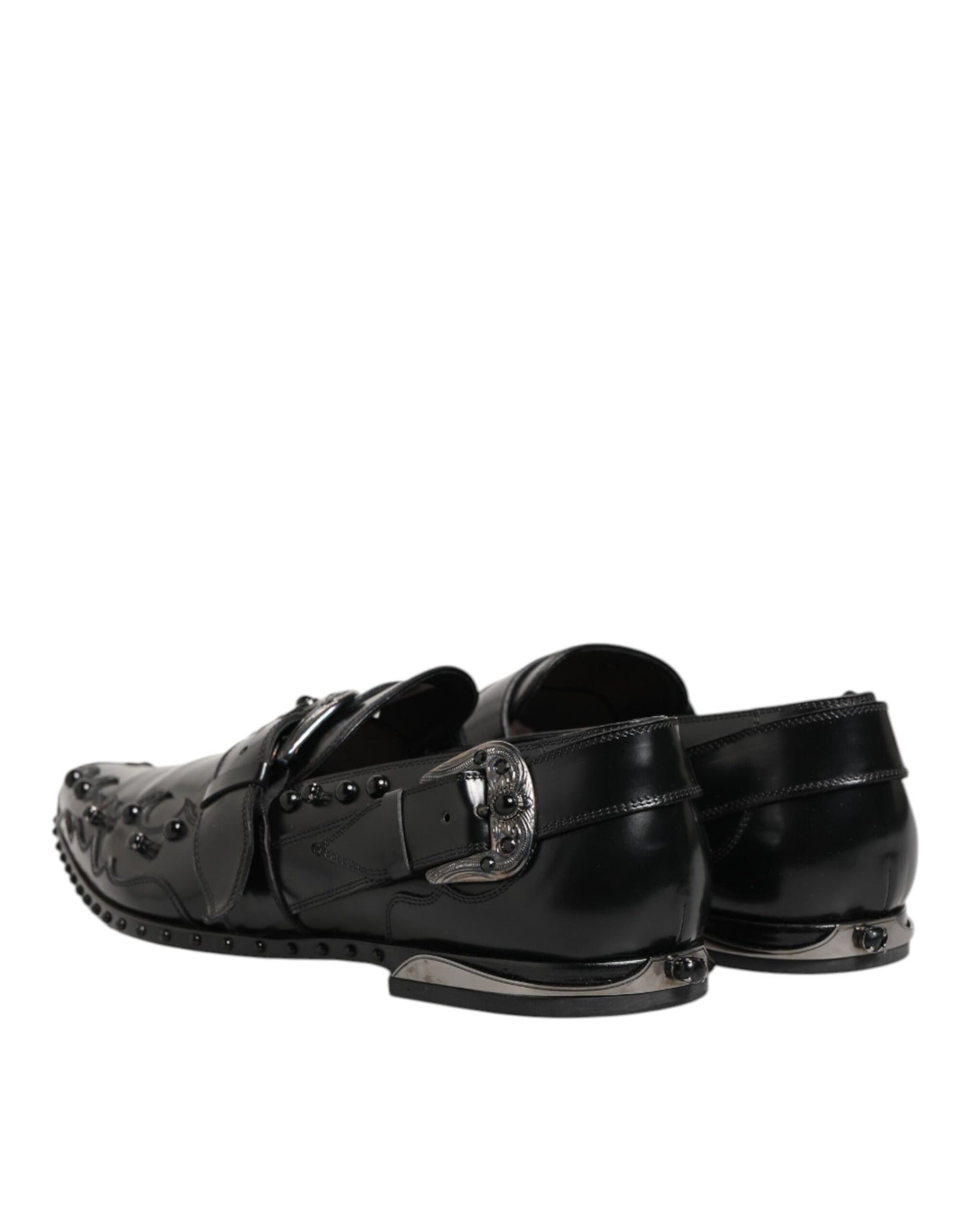 Dolce & Gabbana Versierde Monk Strap Schoenen Leer Zwart