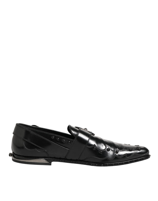 Dolce & Gabbana Versierde Monk Strap Schoenen Leer Zwart