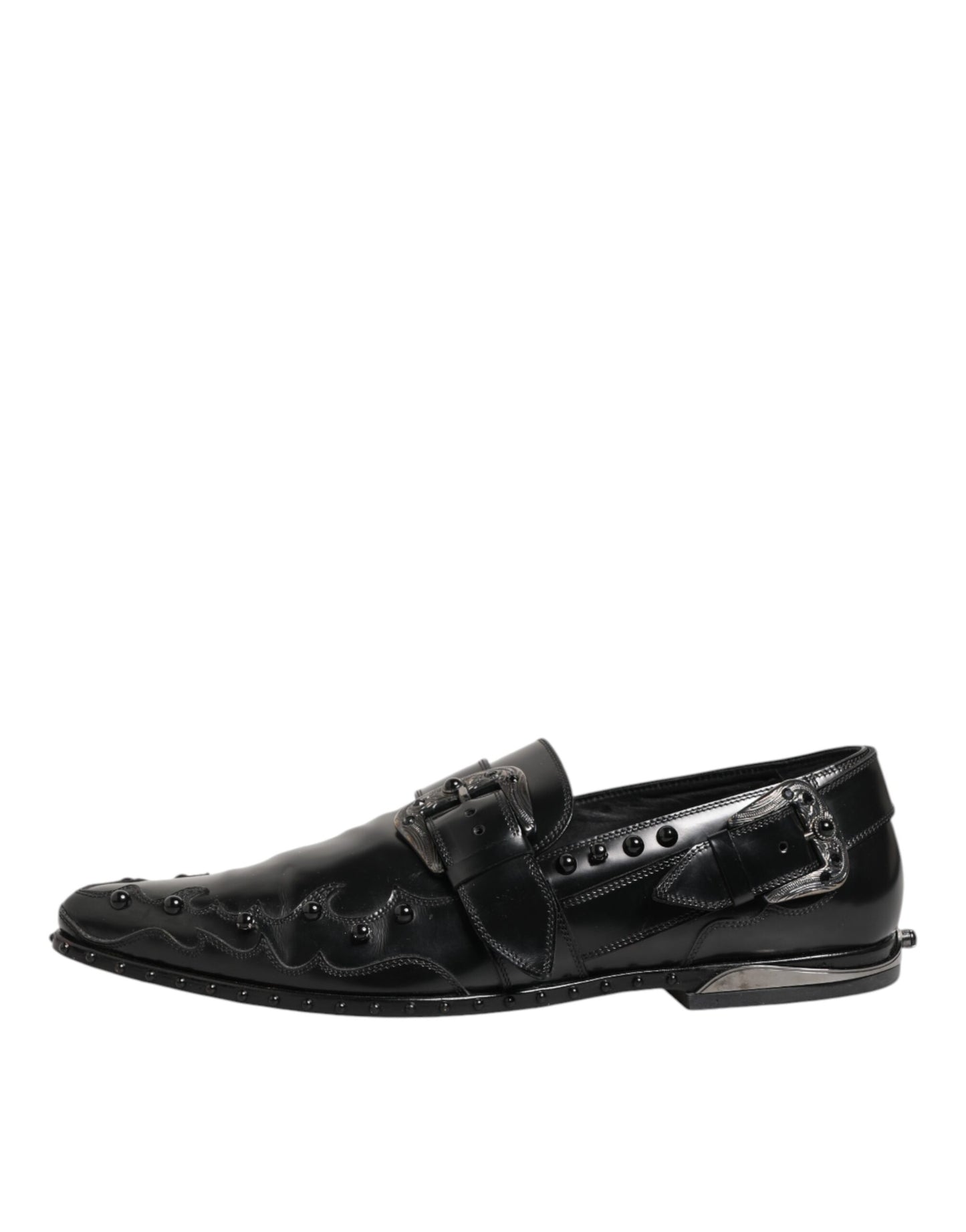 Dolce & Gabbana Versierde Monk Strap Schoenen Leer Zwart