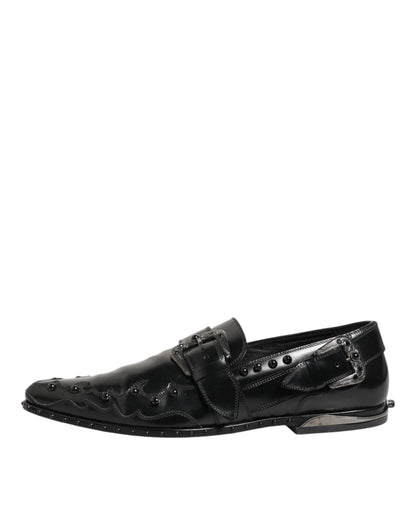Dolce & Gabbana Versierde Monk Strap Schoenen Leer Zwart