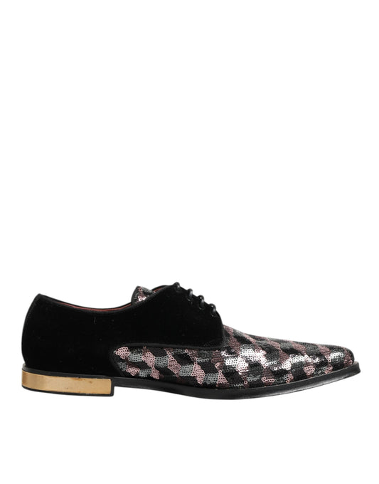 Dolce & Gabbana Derby Schoenen Zwart Fluweel Met Pailletten