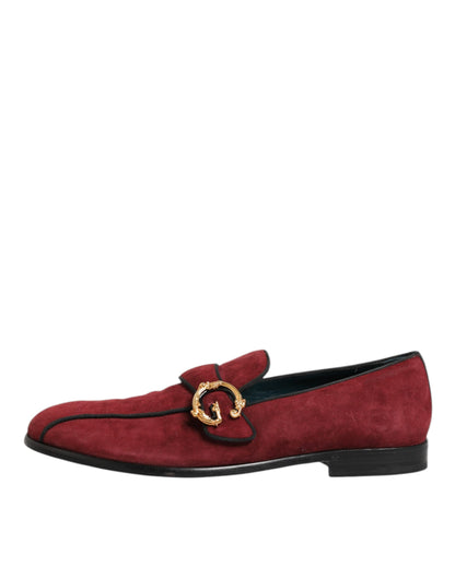 Dolce Gabbana Logo Loafers Suède Bordeaux Klassiek
