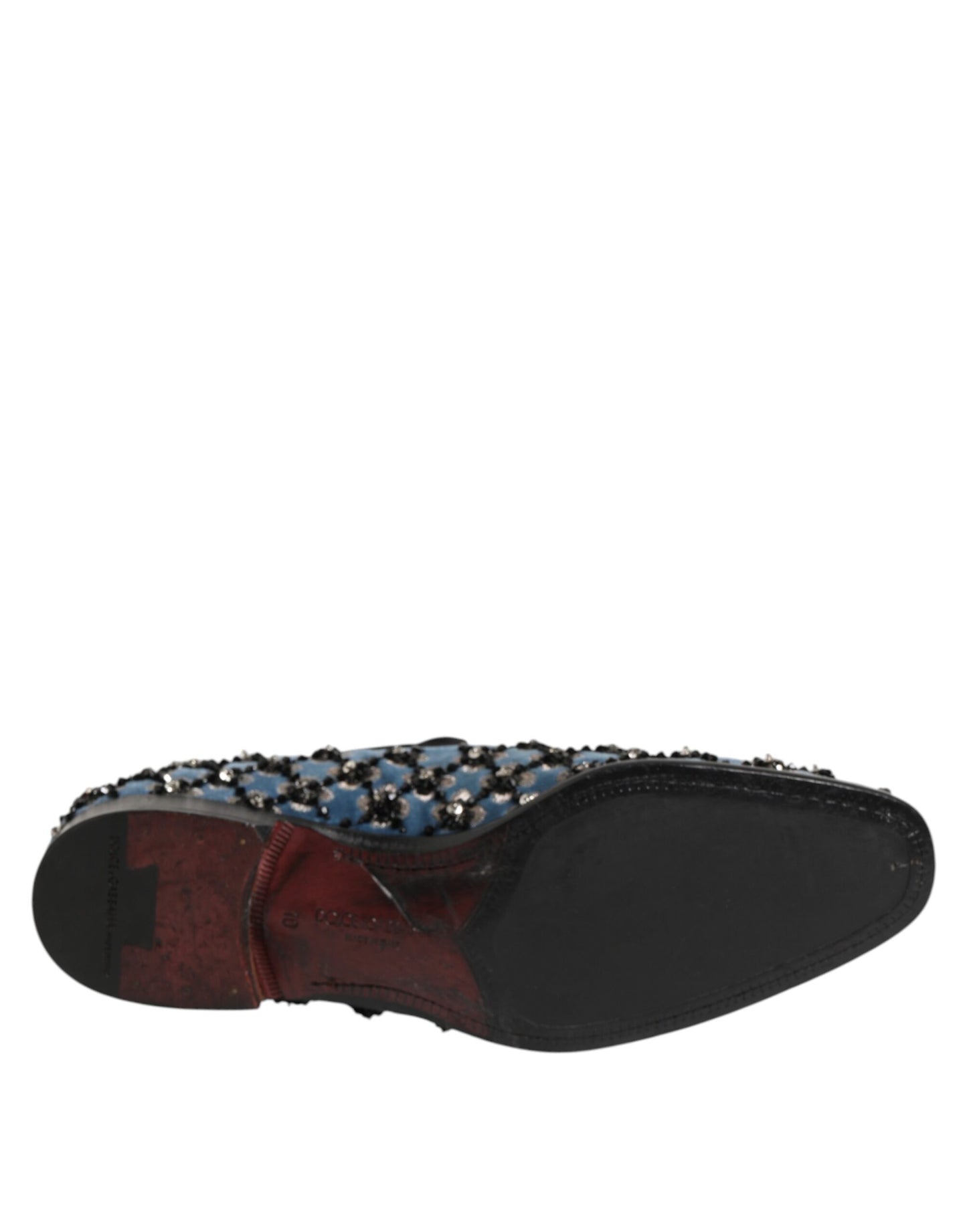 Dolce & Gabbana Fluwelen Loafer Kristal Versiering Blauw