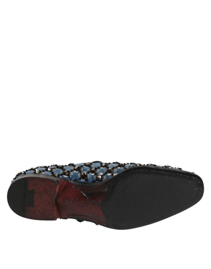 Dolce & Gabbana Fluwelen Loafer Kristal Versiering Blauw