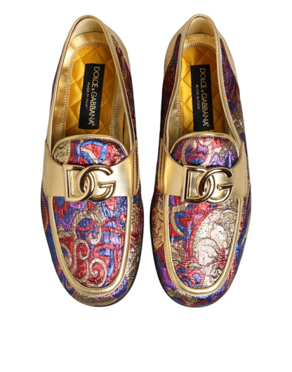 Dolce Gabbana Multicolor Jacquard Loafers Gouden DG Logo