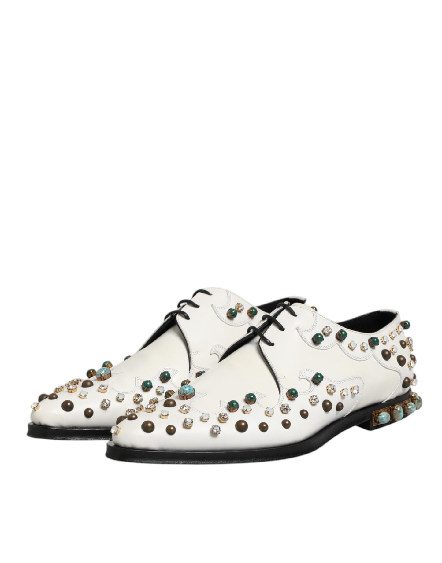 Dolce & Gabbana Kristallen Versierde Leer Derby - Wit