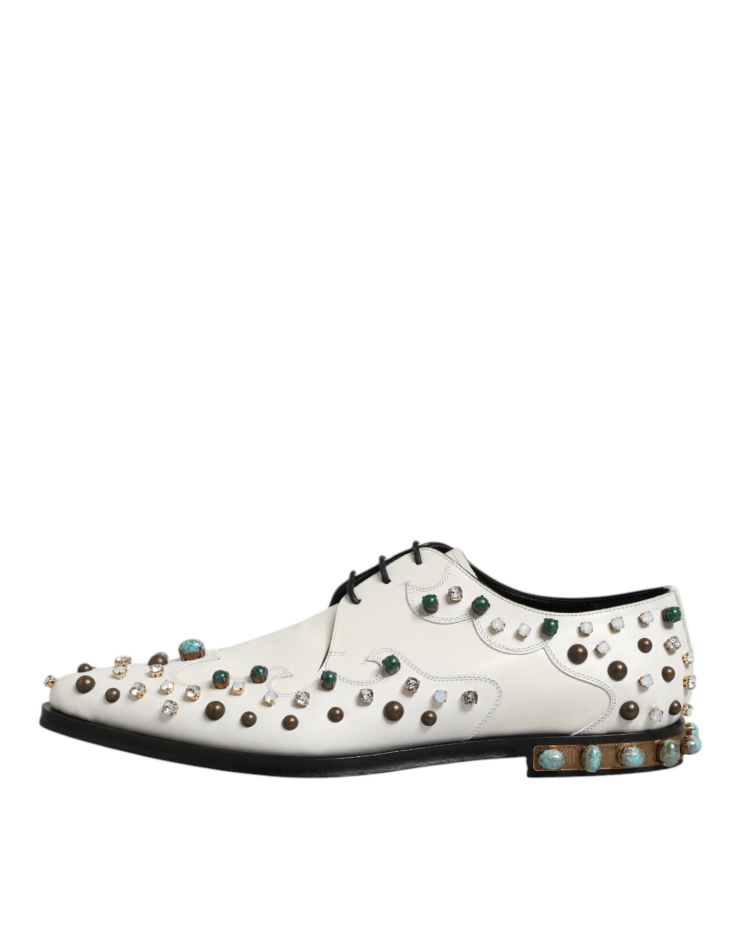 Dolce & Gabbana Kristallen Versierde Leer Derby - Wit
