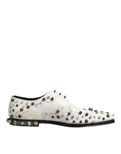 Dolce & Gabbana Kristallen Versierde Leer Derby - Wit