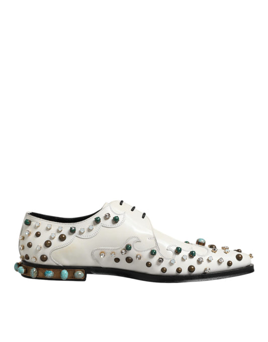 Dolce & Gabbana Kristallen Versierde Leer Derby - Wit