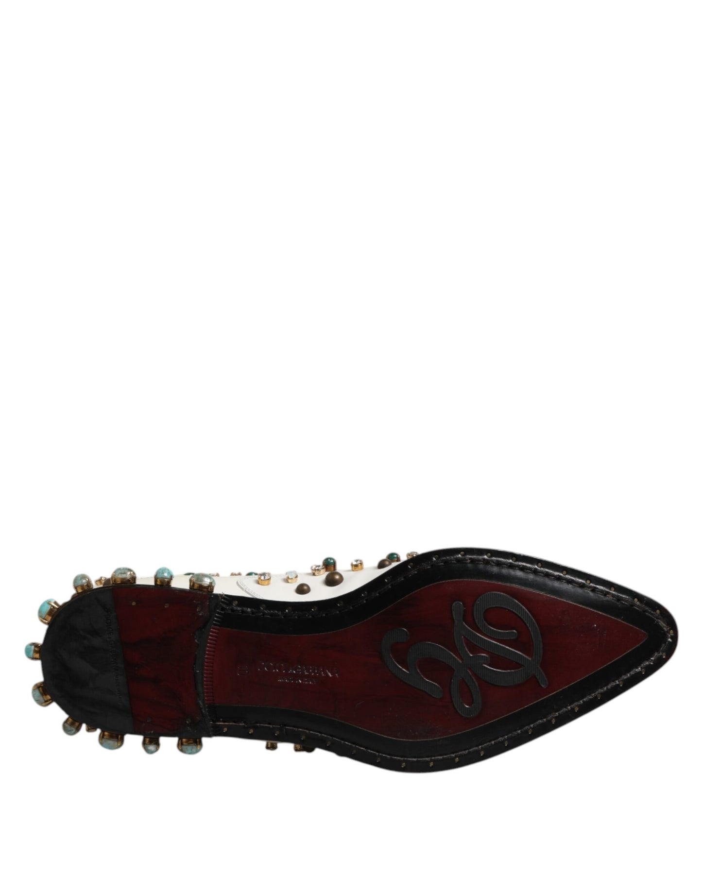 Dolce & Gabbana Kristallen Versierde Leer Derby - Wit