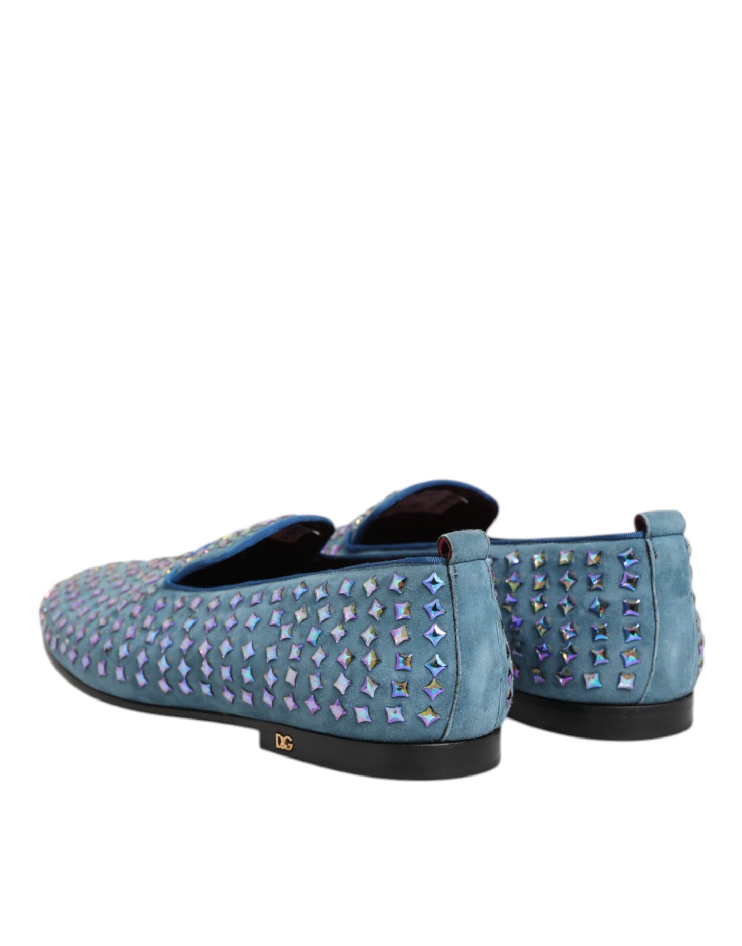 Dolce Gabbana Suede Dress Loafers Blauw Studded Limited