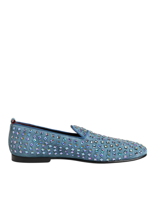 Dolce Gabbana Suede Dress Loafers Blauw Studded Limited