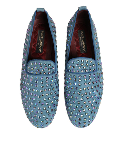 Dolce Gabbana Suede Dress Loafers Blauw Studded Limited