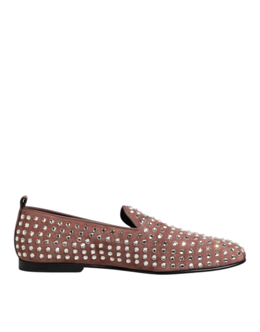 Dolce & Gabbana Roze Kristallen Loafers Suede - Roze