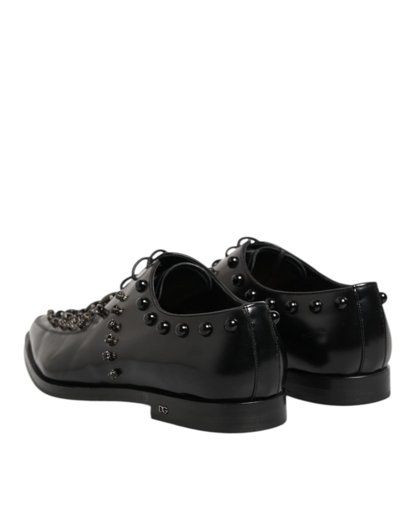 Dolce Gabbana Kristallen Derby Leer Schoenen Zwart Luxe