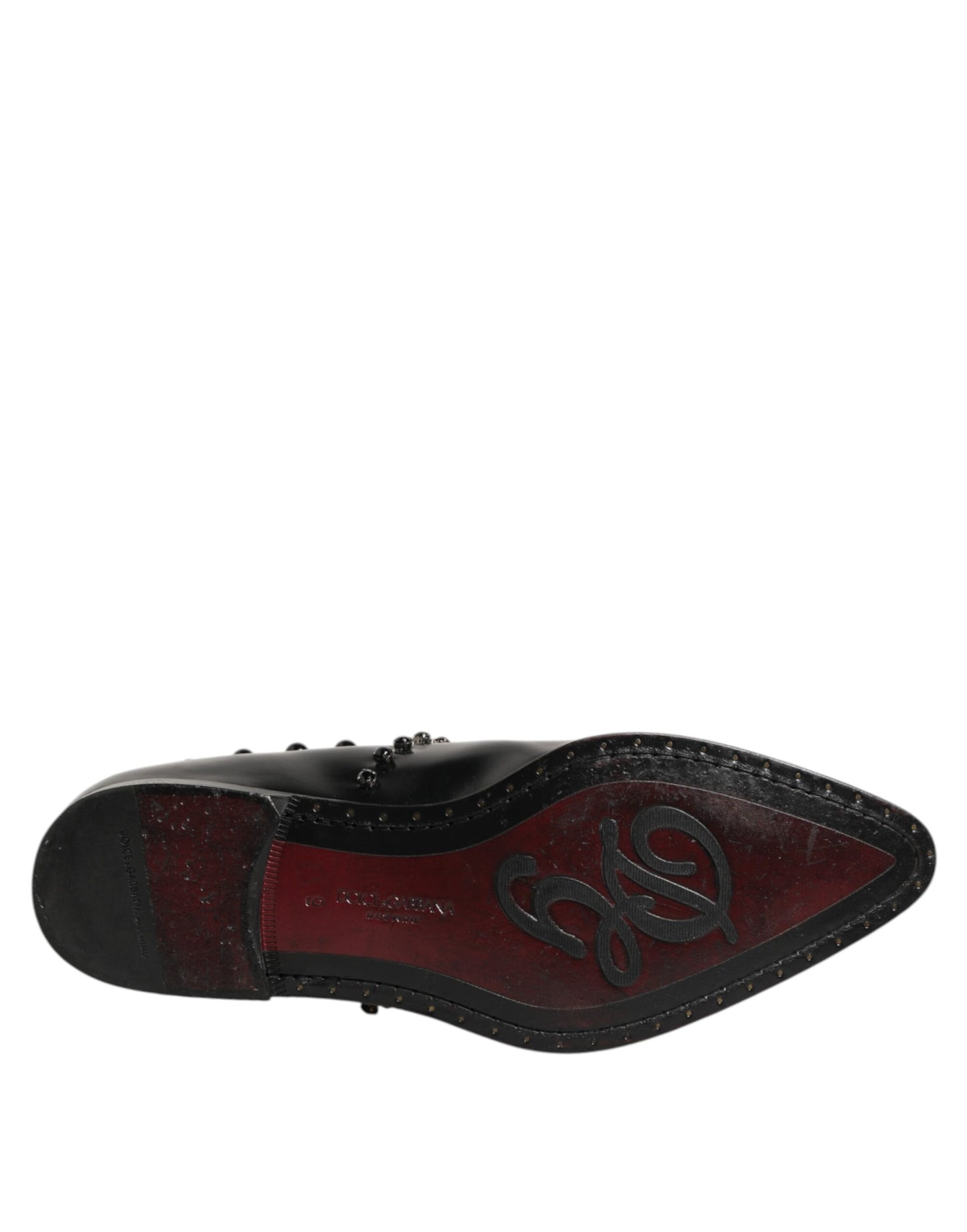 Dolce Gabbana Kristallen Derby Leer Schoenen Zwart Luxe