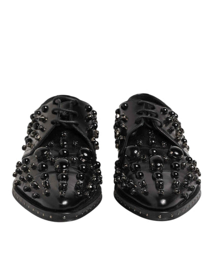 Dolce & Gabbana Black Crystal Embellished Formal Derby Shoes