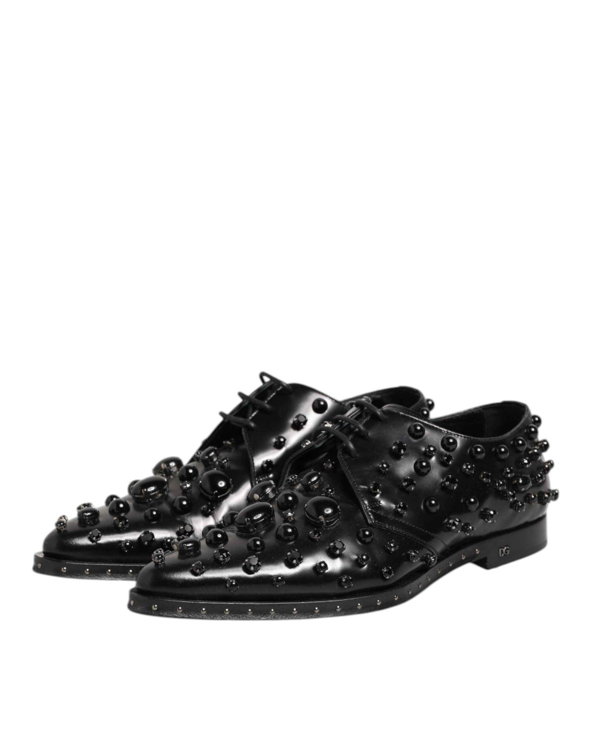 Dolce & Gabbana Black Crystal Embellished Formal Derby Shoes
