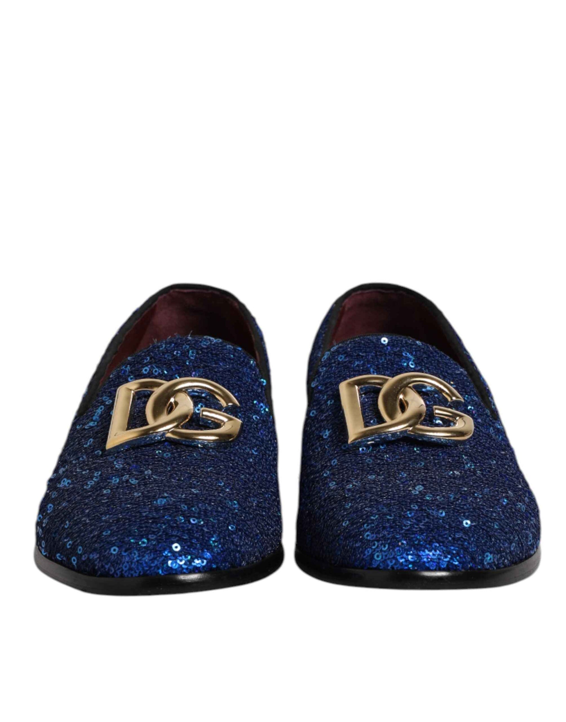 Dolce & Gabbana Blauwe Sequined Loafers Formele Schoenen