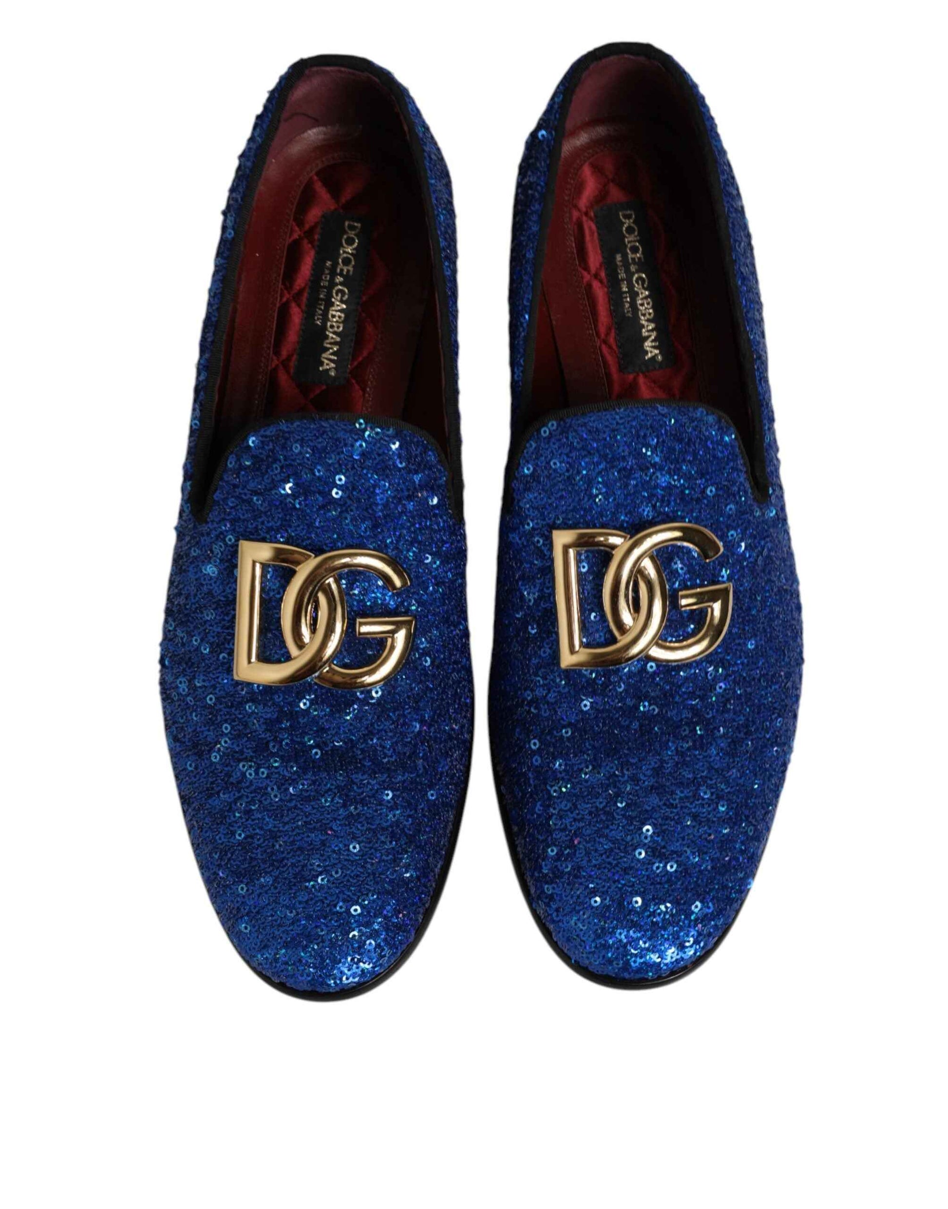 Dolce & Gabbana Blauwe Sequined Loafers Formele Schoenen