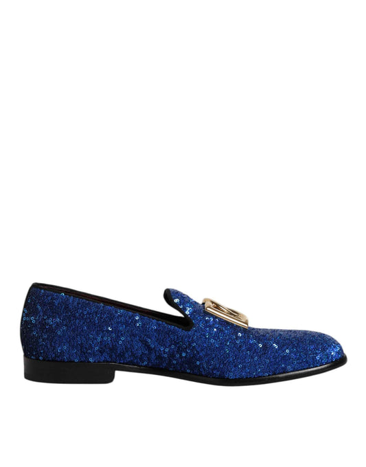 Dolce & Gabbana Blauwe Sequined Loafers Formele Schoenen