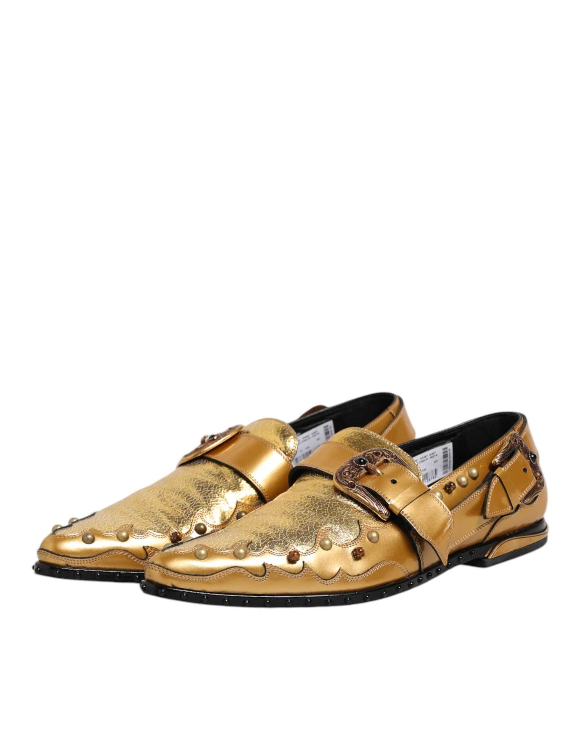 Dolce & Gabbana Monk Strap Goud Leer Formele Schoenen Goud
