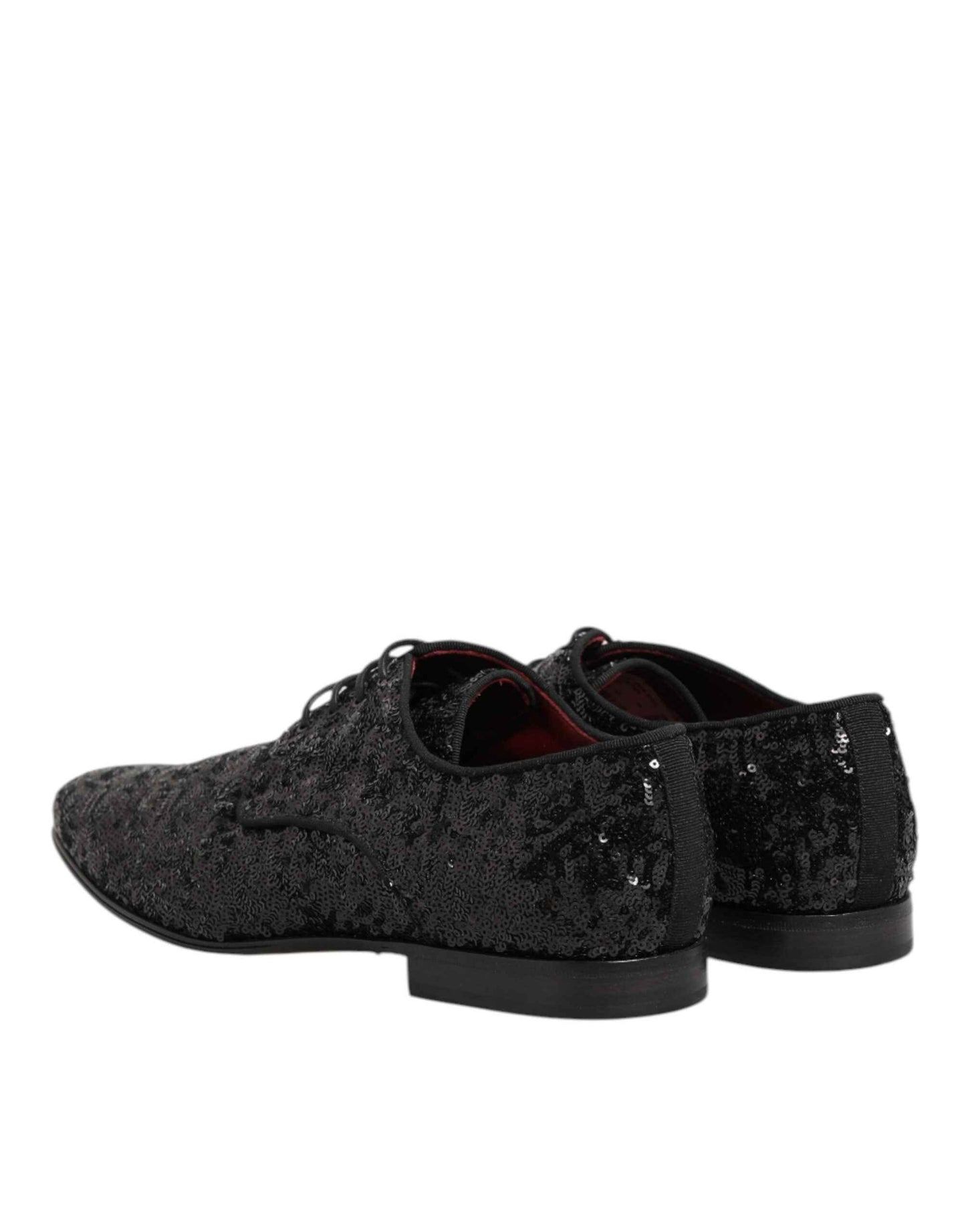Dolce & Gabbana Black Sequined Lace Up Dress Men Derby Shoes