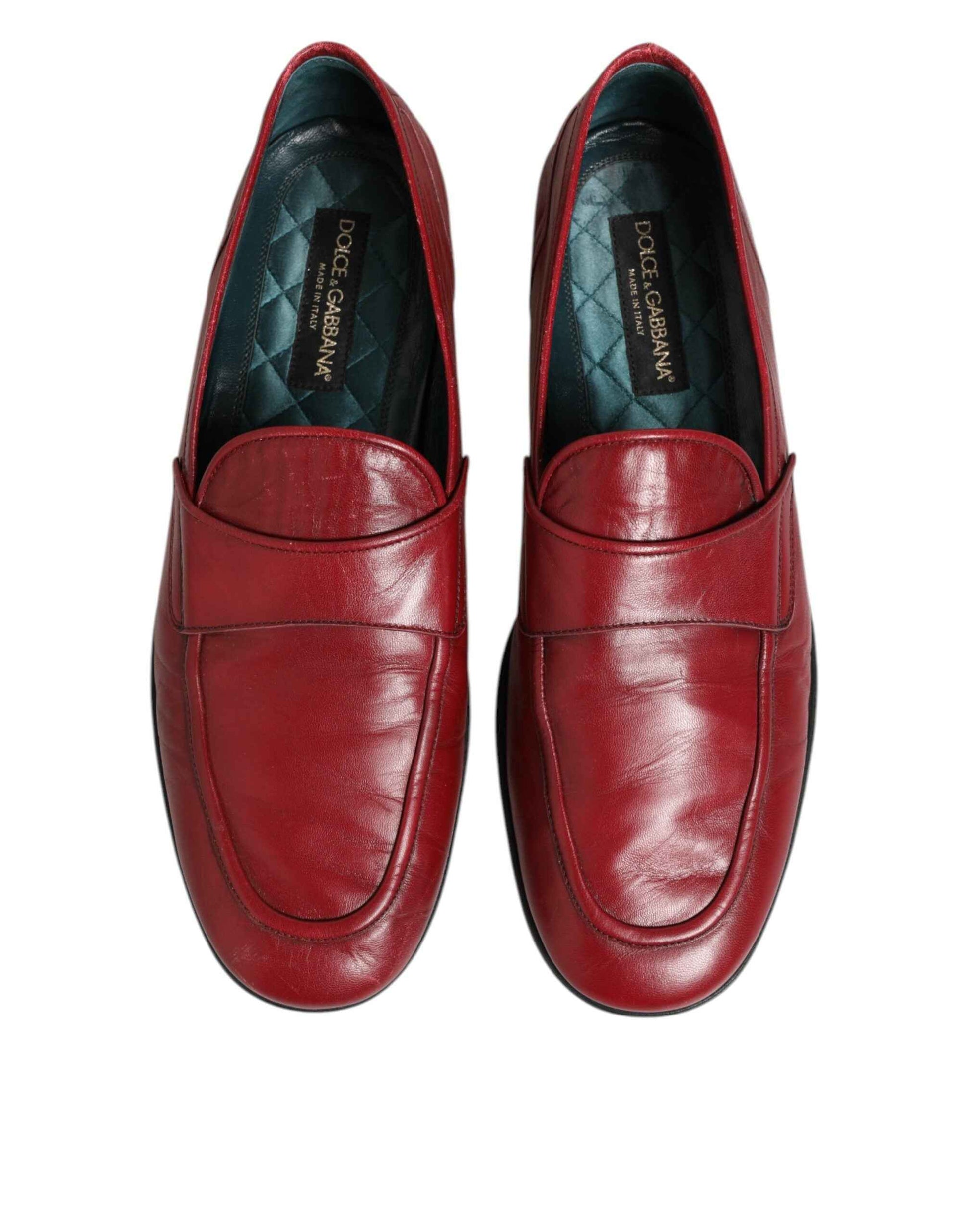 Dolce Gabbana Lederen Slip On Loafers Rood Luxe Formeel