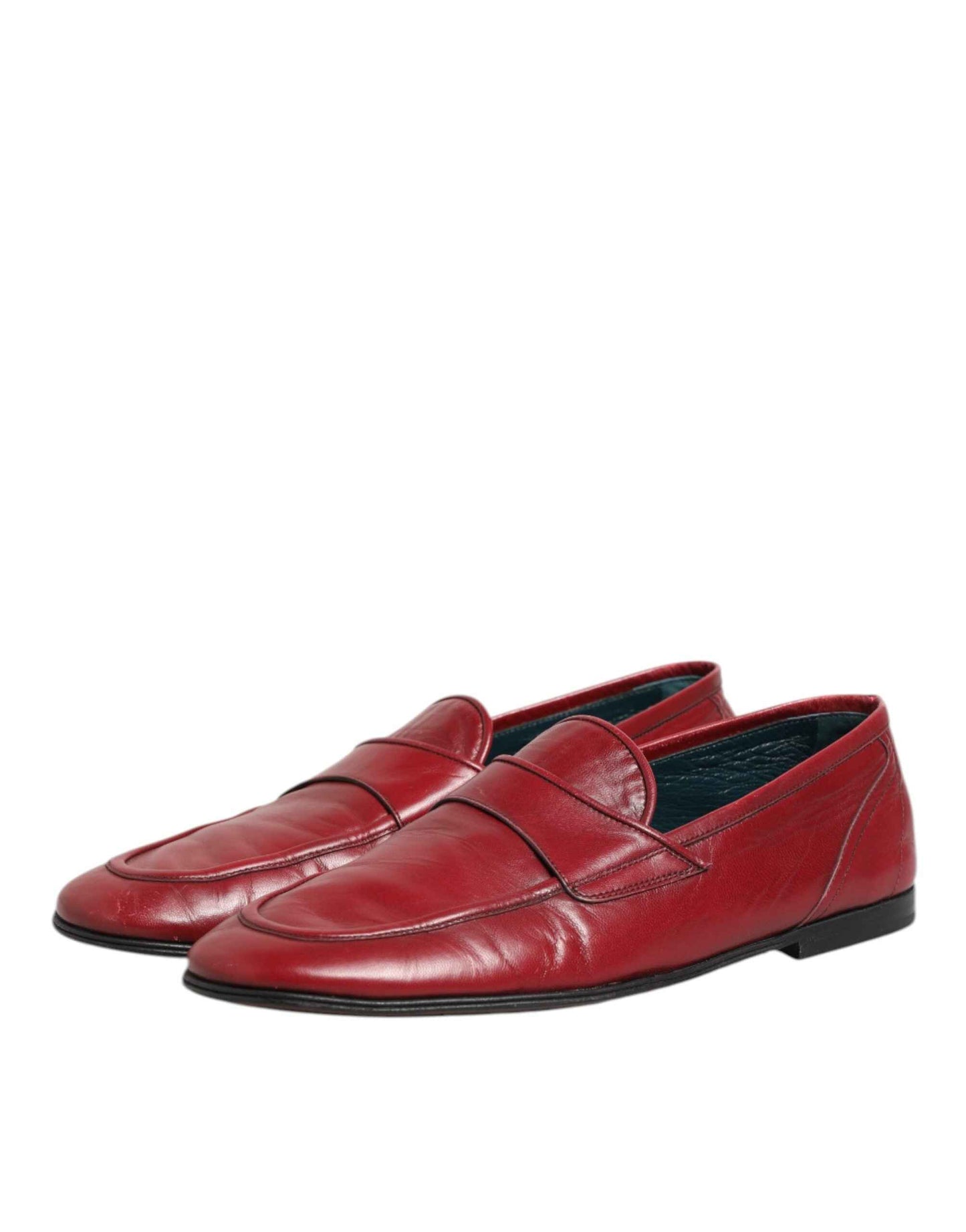 Dolce Gabbana Lederen Slip On Loafers Rood Luxe Formeel