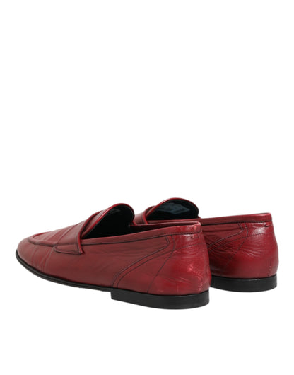 Dolce Gabbana Lederen Slip On Loafers Rood Luxe Formeel