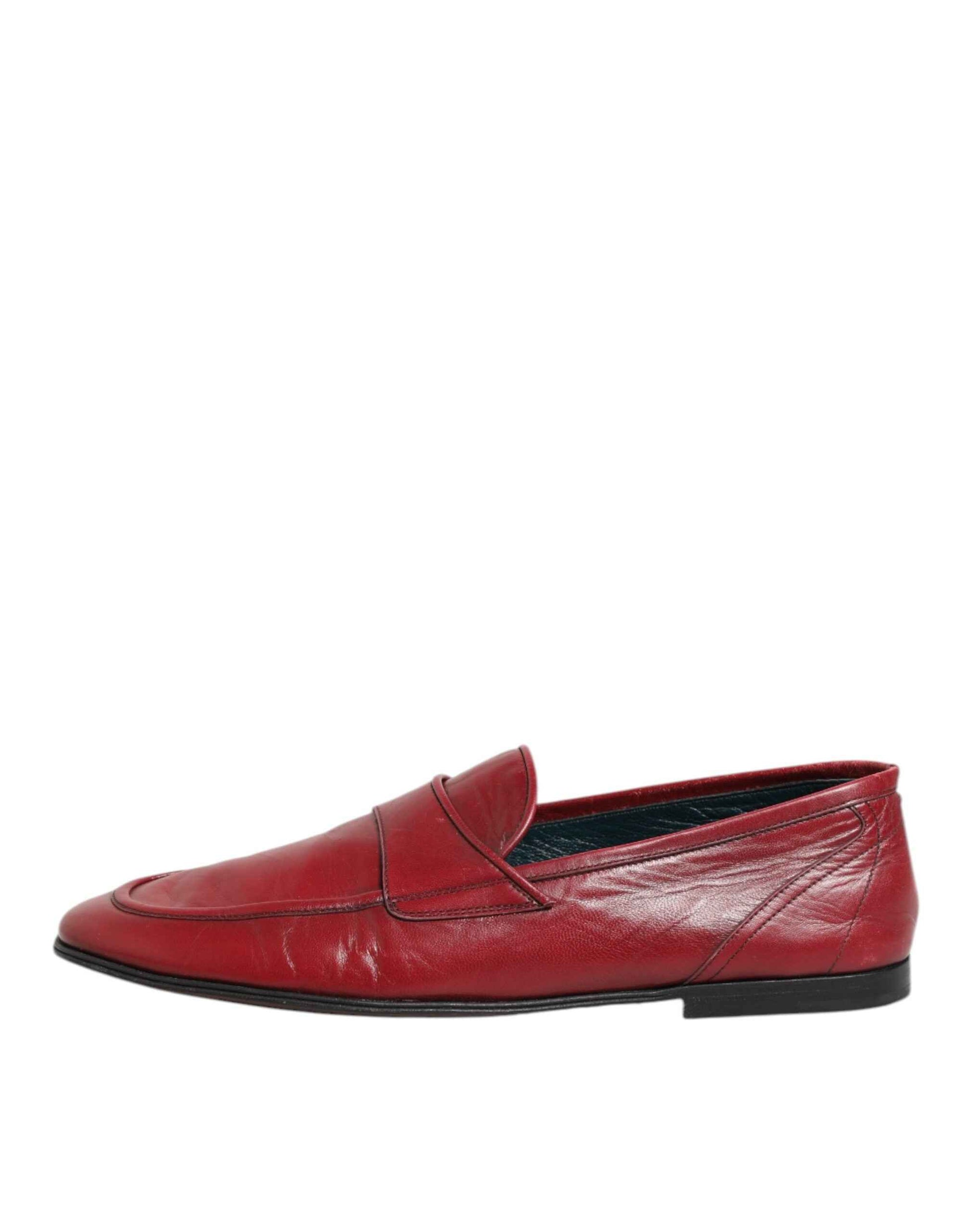 Dolce Gabbana Lederen Slip On Loafers Rood Luxe Formeel