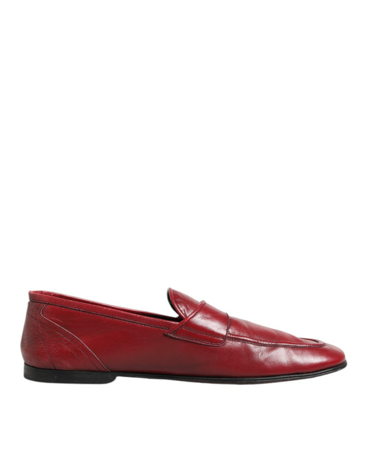 Dolce Gabbana Lederen Slip On Loafers Rood Luxe Formeel