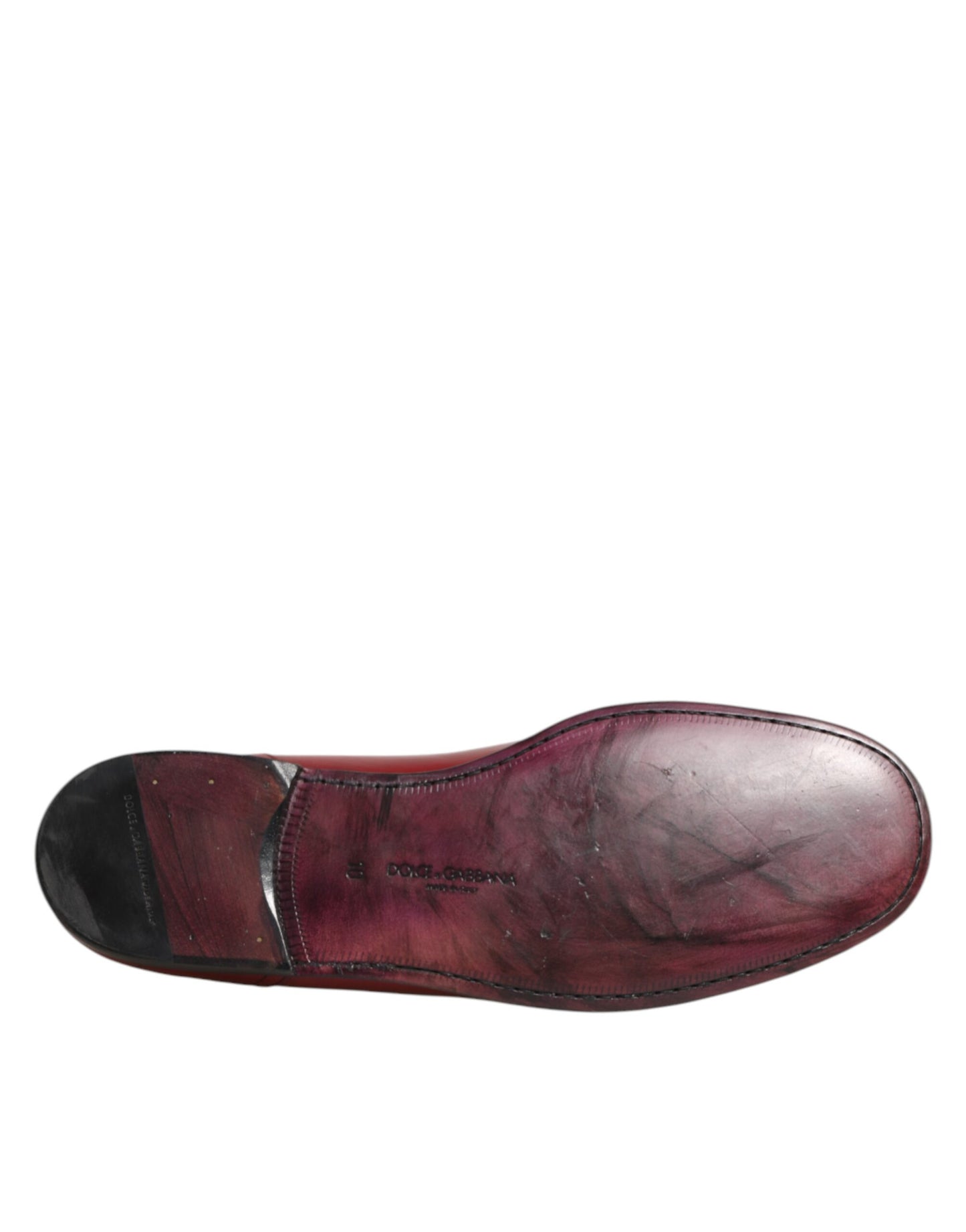 Dolce Gabbana Lederen Slip On Loafers Rood Luxe Formeel