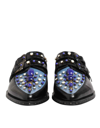 Dolce Gabbana Monkstrap Leer Schoenen Exclusieve Zwart Blauw
