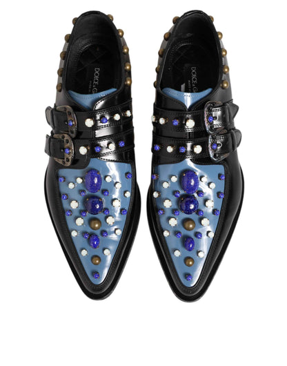 Dolce Gabbana Monkstrap Leer Schoenen Exclusieve Zwart Blauw