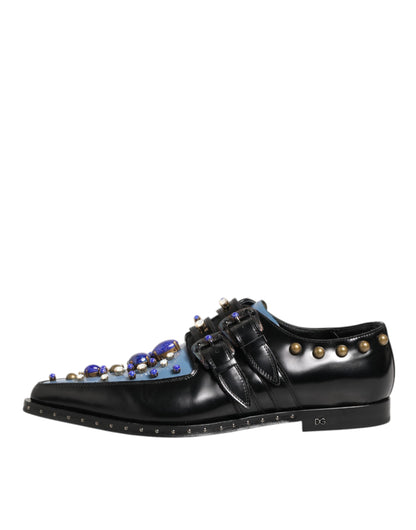 Dolce Gabbana Monkstrap Leer Schoenen Exclusieve Zwart Blauw