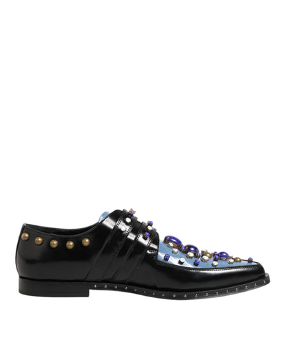Dolce Gabbana Monkstrap Leer Schoenen Exclusieve Zwart Blauw