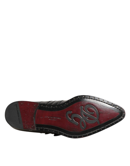 Dolce Gabbana Monkstrap Leer Schoenen Exclusieve Zwart Blauw