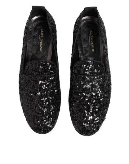 Dolce & Gabbana Sequined Slip On Loafers Zwart Luxe